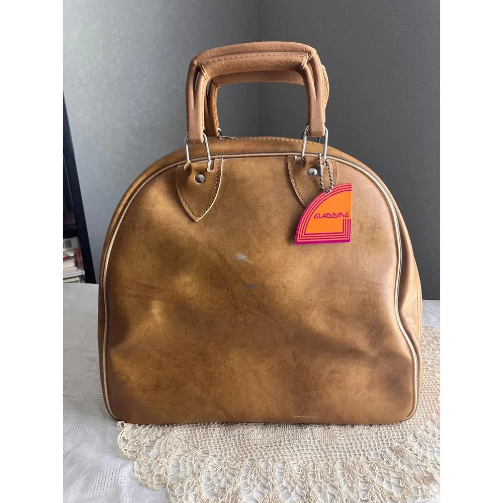 Vintage Gladding Bowling Bag Brown Tan Retro 1970s Bowling Ball Carrying Case